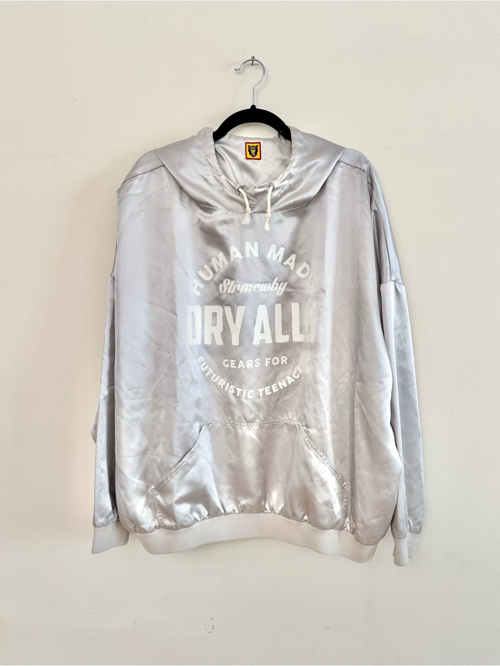 RARE* HUMAN MADE Dry Alls Silver Satin Hoodie
